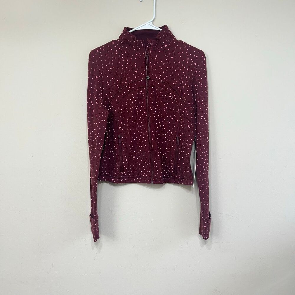 Lululemon Burgundy Scattered Hearts Define Cropped Jacket 10 Nulu NEW Rare